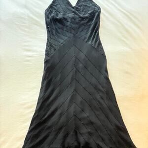 Black 100 silk halter dress